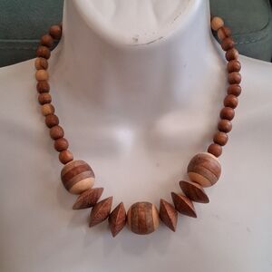 Shaped Wooden Bead Necklace